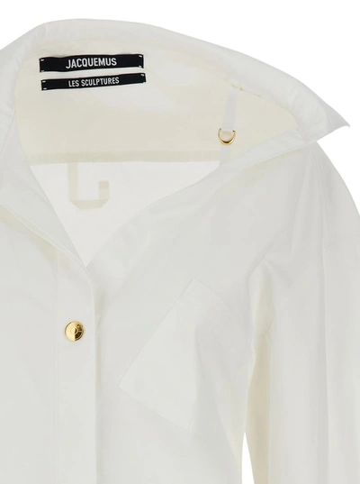 Shop Jacquemus White 'la Mini Robe Chemise' Shirt Dress In Cotton Woman