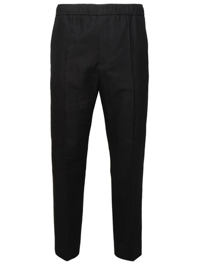 Shop Lanvin Black Linen Blend Trousers