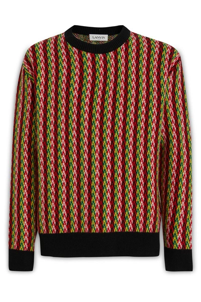 Lanvin Men Merino Wool Sweater In Red/green