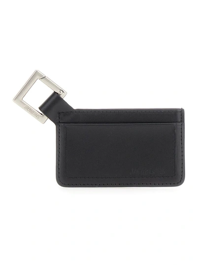 Shop Jacquemus 'le Porte-cartes Cuerda' Black And Blue Key-chain With Embossed Logo In Leather Man