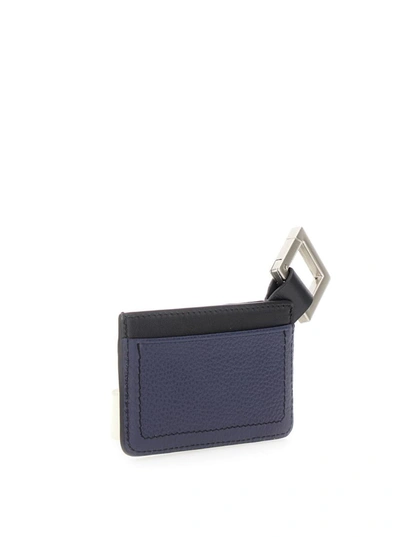 Shop Jacquemus 'le Porte-cartes Cuerda' Black And Blue Key-chain With Embossed Logo In Leather Man