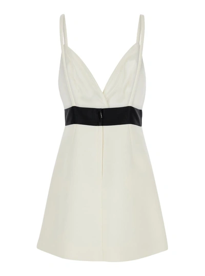 Shop Dolce & Gabbana White Layered Mini Dress In Wool Blend Woman