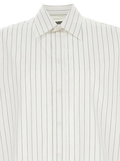 Shop Dolce & Gabbana White Striped Shirt In Cotton Man