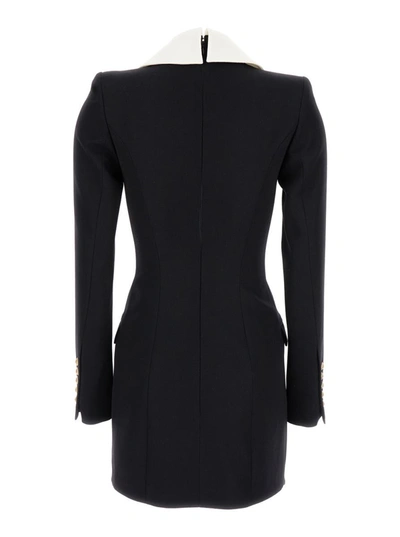Shop Balmain Ls Buttoned Gdp Short Dress In Black