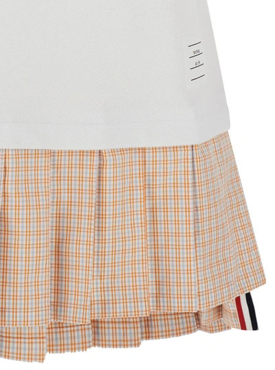 Shop Thom Browne Mini White And Orange Polo Dress In Cotton Woman