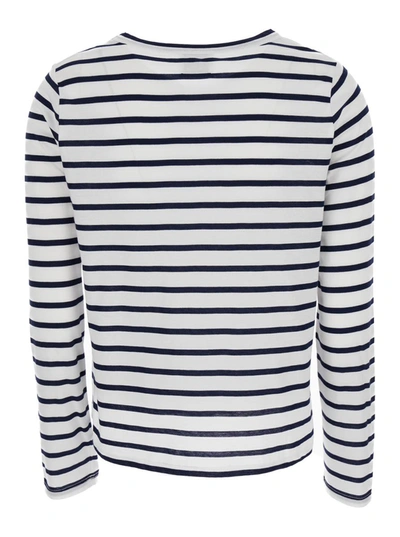 Shop Allude White Striped Long Sleeve T-shirt In Cotton Woman In White/black
