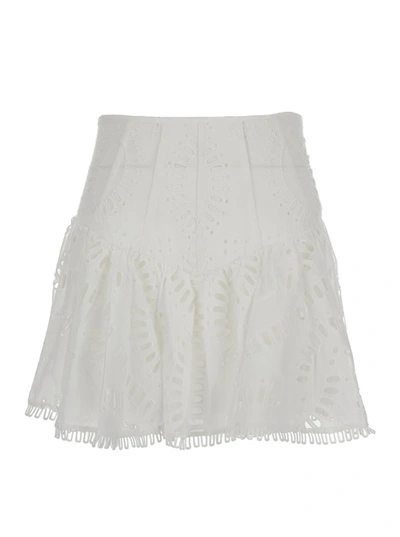Shop Charo Ruiz White High Waisted 'favik' Miniskirt With Embroidery In Cotton Blend Woman