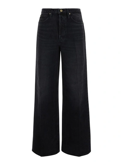 Shop Frame Black Denim 'the 1978' Bootcut Jeans In Cotton Woman
