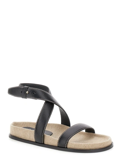 Shop Totême 'the Chunky' Black Sandals With Straps In Leather Woman