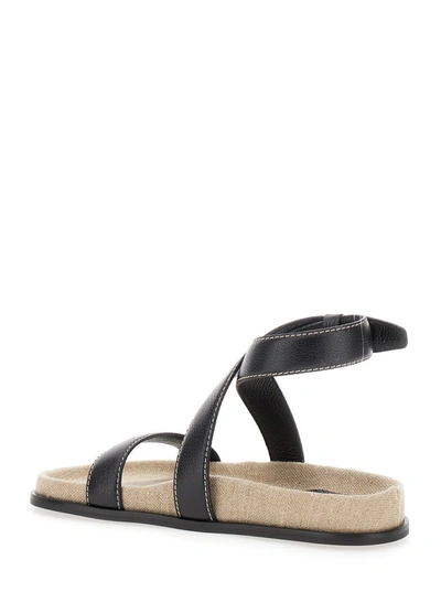 Shop Totême 'the Chunky' Black Sandals With Straps In Leather Woman