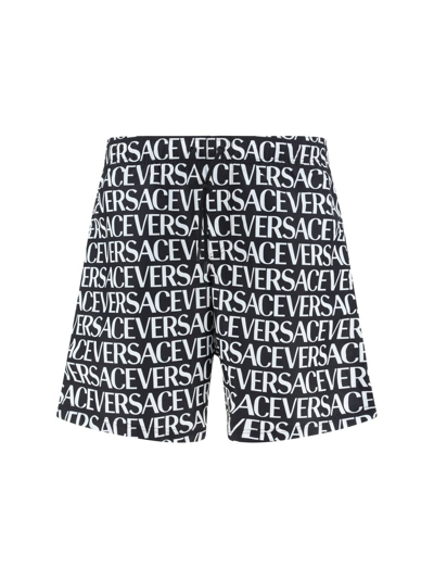 Shop Versace Swimsuits In Nero+bianco