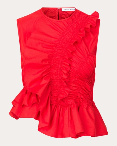 Shop Cecilie Bahnsen Women's Geo Cotton Top In Red