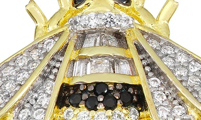 Fzn 14k Gold Plated Sterling Silver Pavé Cz Bee Stud Earrings In Yellow Gold