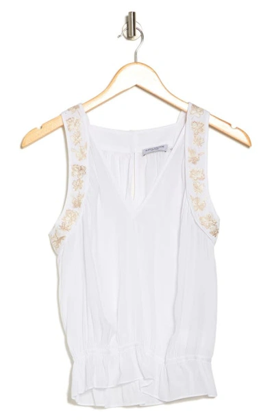 Shop Ramy Brook Clara Floral Embroidered Peplumtank In White