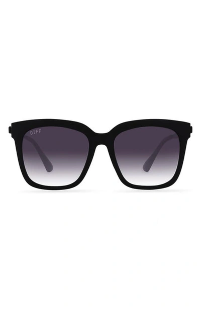 Shop Diff 54mm Hailey Square Sunglasses In Matte Black Sharp Grey