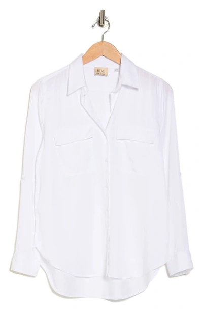 Shop Elie Elie Tahari Tencel® Button-down Flap Pocket Shirt In White