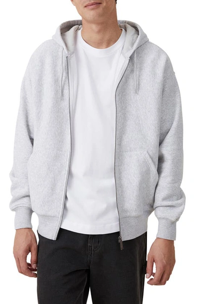 Shop Cotton On Oversize Fleece Zip Hoodie In Grey Marle
