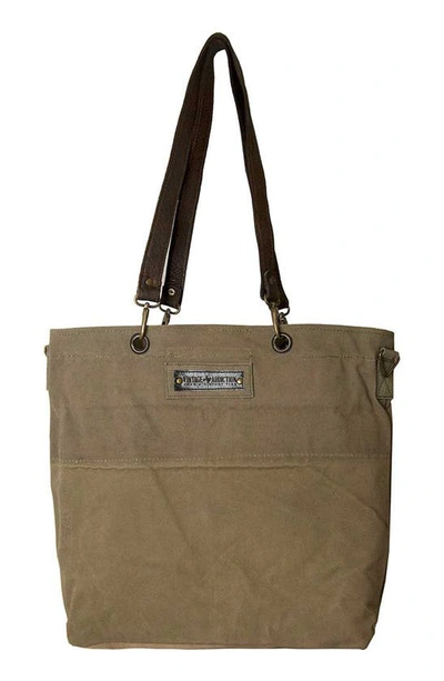 Shop Vintage Addiction All You Need Is Love Tote Bag In Olive/ Khaki