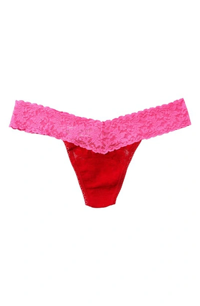 Shop Hanky Panky Signature Lace Low Rise Thong In Red/ Fiep