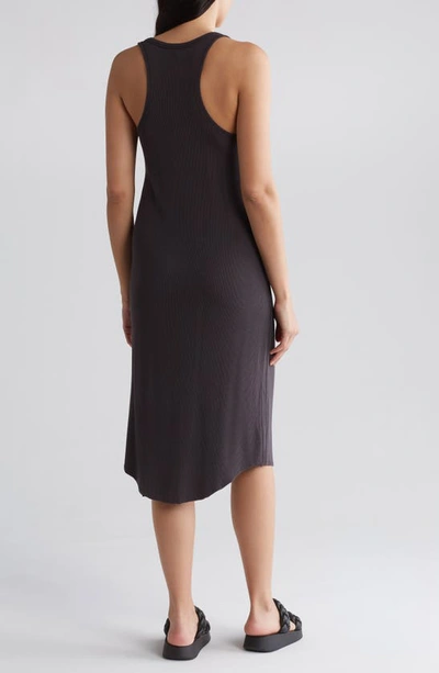 Shop Splendid Raven Henley Sleeveless Midi Dress In Lead