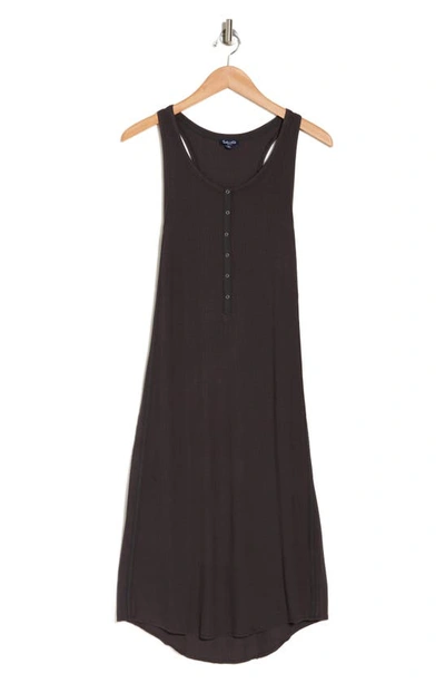 Shop Splendid Raven Henley Sleeveless Midi Dress In Lead
