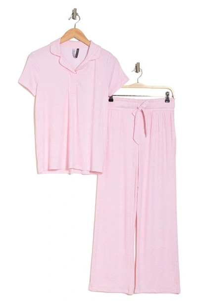 Shop Jaclyn Ribbed Short Sleeve Top & Pants Pajamas In Mary's Rose