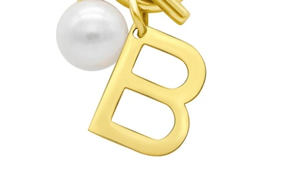 Shop Adornia 14k Gold Plated Initial & Pearl Pendant Necklace In Gold-b