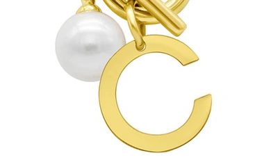 Shop Adornia 14k Gold Plated Initial & Pearl Pendant Necklace In Gold-c