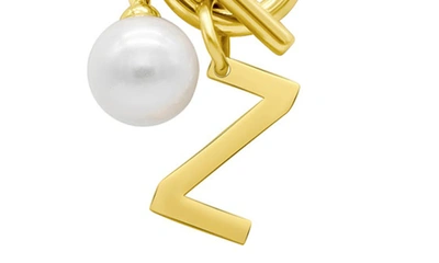 Shop Adornia 14k Gold Plated Initial & Pearl Pendant Necklace In Gold-z