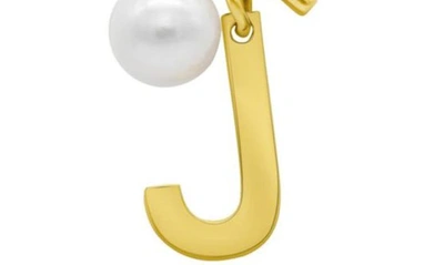 Shop Adornia 14k Gold Plated Initial & Pearl Pendant Necklace In Gold-j