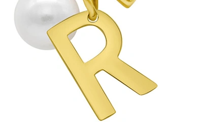 Shop Adornia 14k Gold Plated Initial & Pearl Pendant Necklace In Gold-r