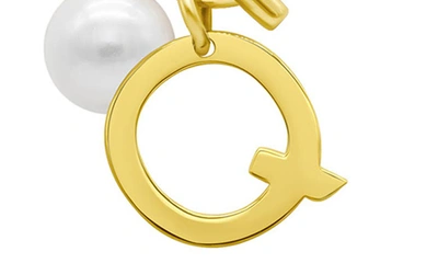 Shop Adornia 14k Gold Plated Initial & Pearl Pendant Necklace In Gold-q