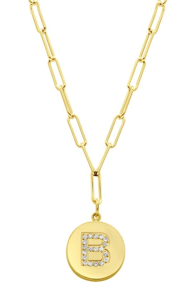 Adornia 14k Gold Plated Pavé Initial Pendant Necklace In Gold-b