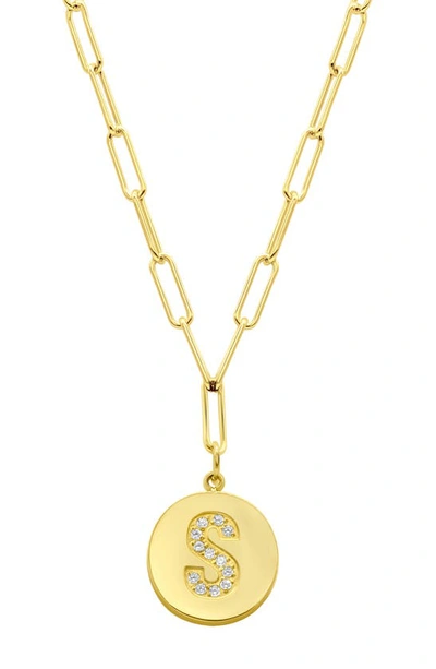 Adornia 14k Gold Plated Pavé Initial Pendant Necklace In Gold-s