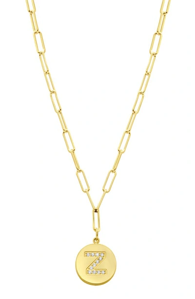 Adornia 14k Gold Plated Pavé Initial Pendant Necklace In Gold-z