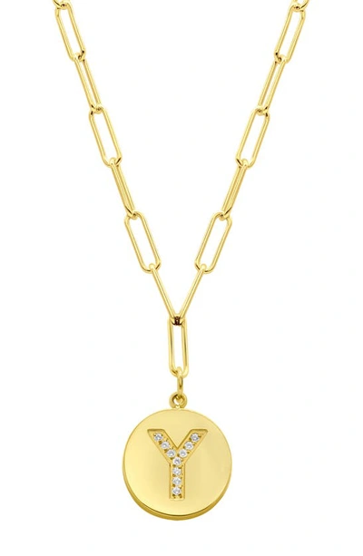 Adornia 14k Gold Plated Pavé Initial Pendant Necklace In Gold-y