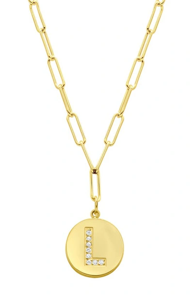 Adornia 14k Gold Plated Pavé Initial Pendant Necklace In Gold-l