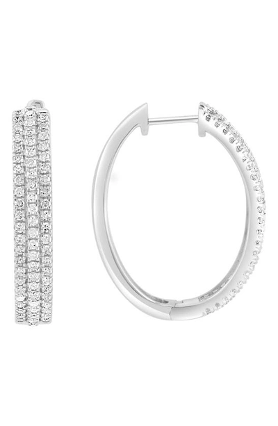 Shop Effy Diamond Hoop Earrings In Silver