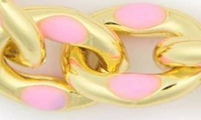 Shop Meshmerise Enamel Chain Bracelet In Pink/ Gold