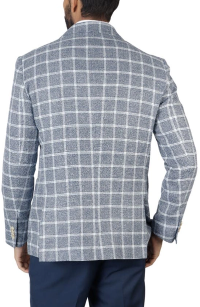 Tailorbyrd Classic Fit Yarn Dyed Windowpane Linen-blend Sport Coat In Navy