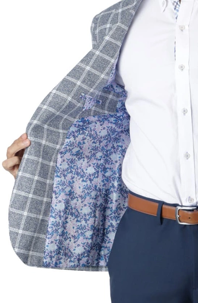 Tailorbyrd Classic Fit Yarn Dyed Windowpane Linen-blend Sport Coat In Navy