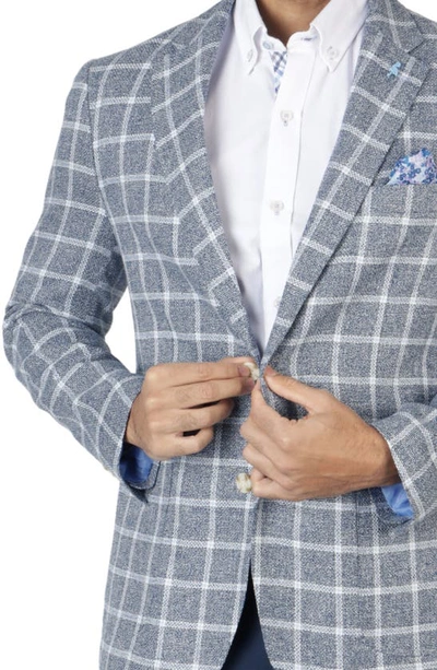 Shop Tailorbyrd Classic Fit Yarn Dyed Windowpane Linen-blend Sport Coat In Navy