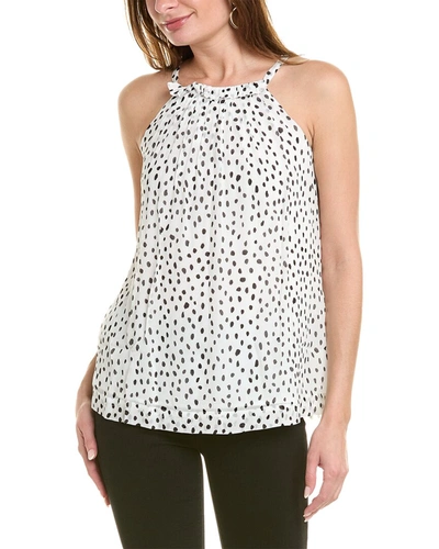 Brooks Brothers Chiffon Dot Print Pleated Halter Top | White | Size 12 In White
