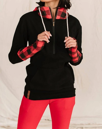 Ampersand Ave Halfzip Sweatshirt In Checks Out Red In Multi