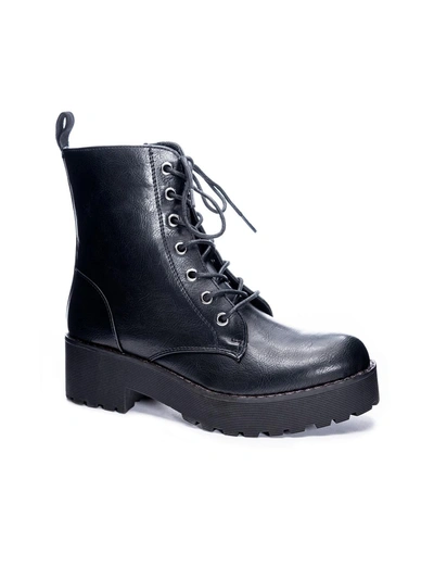 Shop Dirty Laundry Mazzy Womens Faux Leather Lug Sole Combat & Lace-up Boots In Black