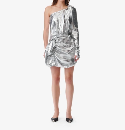 Shop Iro Samuel One Shoulder Dress In Silver