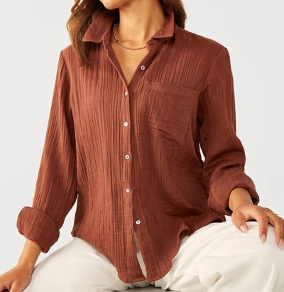 Shop Giftcraft Friar Crinkled Button Shirt In Brown