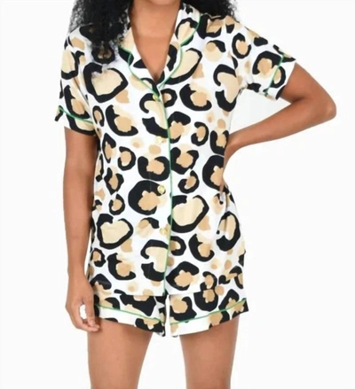 Shop Emily Mccarthy Cheetah Pajama Short Set In Classic Cheetah Spot In Multi
