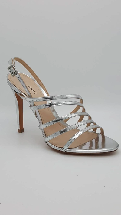 SCHUTZ TAILA HEELS IN SILVER 