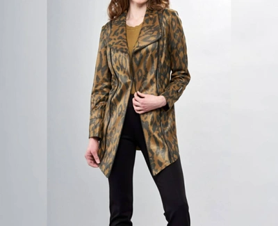 Insight Liquid Sage Leopard Print Long Metal Jacket In Multi